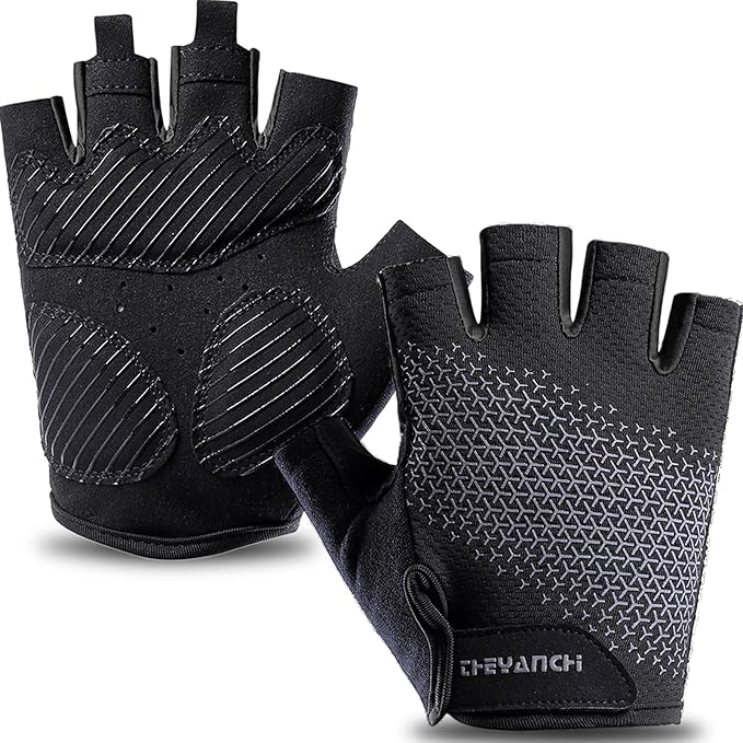 weiatas Cycling Gloves for Men Women Padded, Half Finger Road Mountain Bike Gloves, Shock-Absorbing Anti-Slip Breathable Sports Gloves for Bicycle Riding Motorcycle Rowing Gym