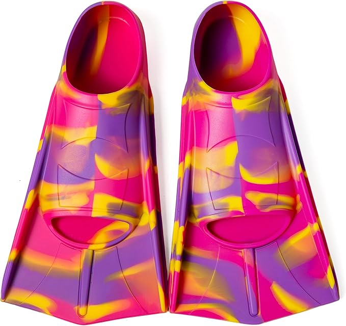 Kids Swim Fins,Short Comfortable Flippers for Lap Swimming and Training for Child,Girls,Boys,Beginners