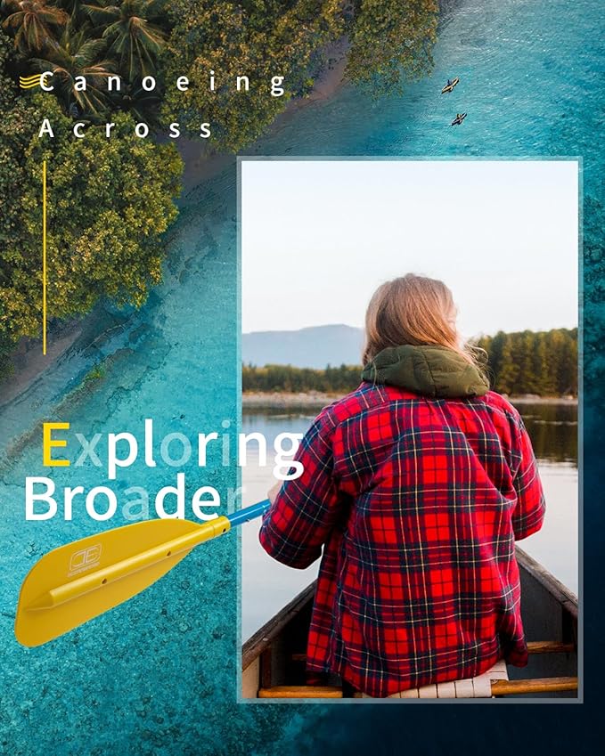 OCEANBROAD Canoe Paddle, Adjustable from 4'3''to 5'3''/130cm to 160cm Aluminum Shaft with Plastic Blade for Canoeing Boating Kayaking, 3-Piece Floatable Oar