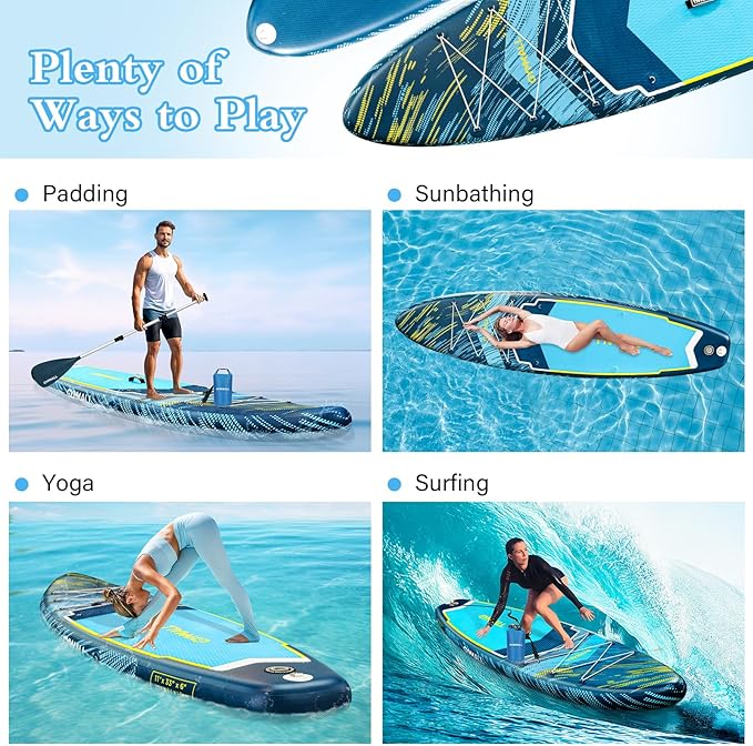 Paddle Board, Inflatable Stand Up SUP Paddle Boards for Adults & Youths of All Skill Levels, Wide & Non-Slip Deck Design Blow Up Paddleboards with Premium Accessories & Storage Bag