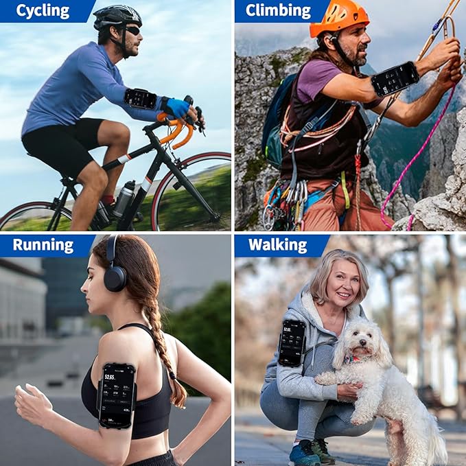 Wristband Phone Holder for Running, 360°Rotation & Detachable Sports Armband with Key Holder for iPhone 16/15/14/13/12/11/Pro/XS/XR/X/8/7/6/Plus, for Samsung Galaxy, Fits 4''-6.5''Phone