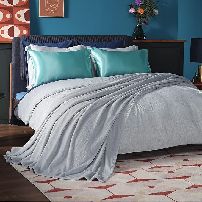 Bedsure Fleece Bed Blankets Full Size Light Grey - Soft Lightweight Plush Fuzzy Cozy Luxury Blanket Microfiber, 84x90 inches