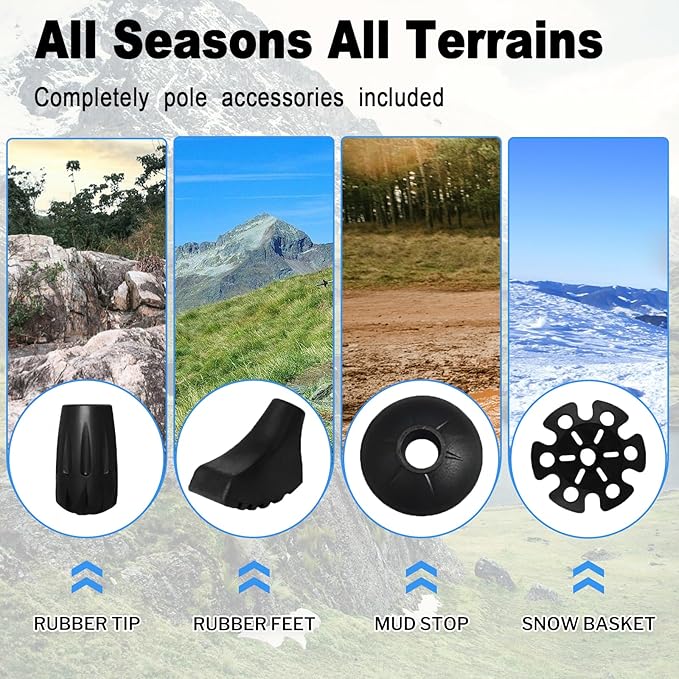 Trekking Poles Lightweight Collapsible Hiking Poles Folding Aluminum Walking Sticks 2 Pack Walking Sticks for Hiking