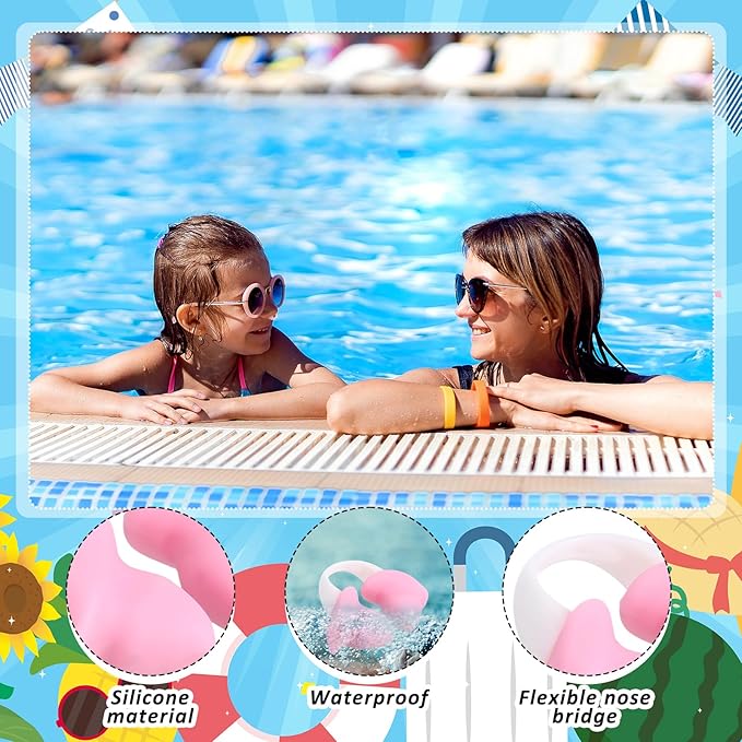 Soulchen 2 Pcs Swimming Nose Plugs Silicone Waterproof Painless Swim Nose Clip with Storage Box for Adults Kids Men Women Beginners