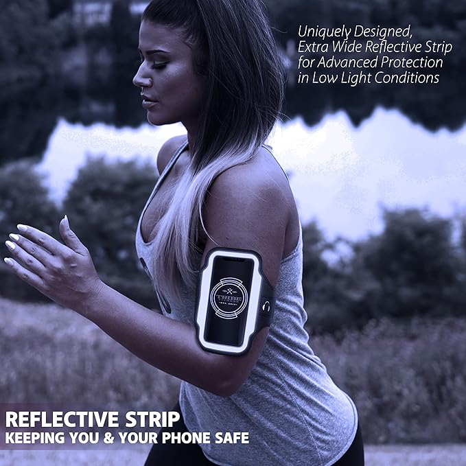 TRIBE Running Phone Holder Armband. iPhone & Galaxy Cell Phone Sports Arm Bands for Women, Men, Runners, Jogging, Walking, Exercise & Gym Workout. Fits All Smartphones. Adjustable Strap, CC/Key Pocket