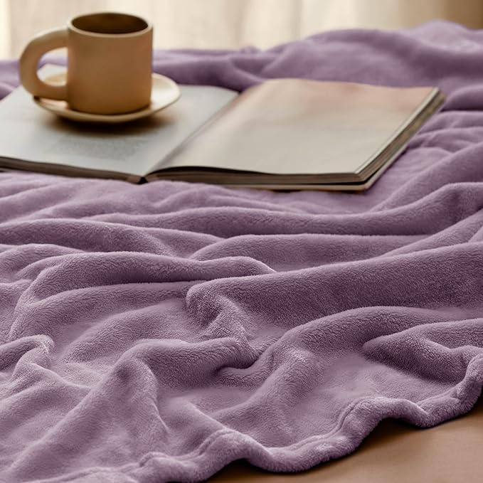 Bedsure Fleece Blankets Twin Size Fog Purple - 300GSM Lightweight Plush Fuzzy Cozy Soft Blanket for Bed, Sofa, Couch, Travel, Camping, 60x80 inches