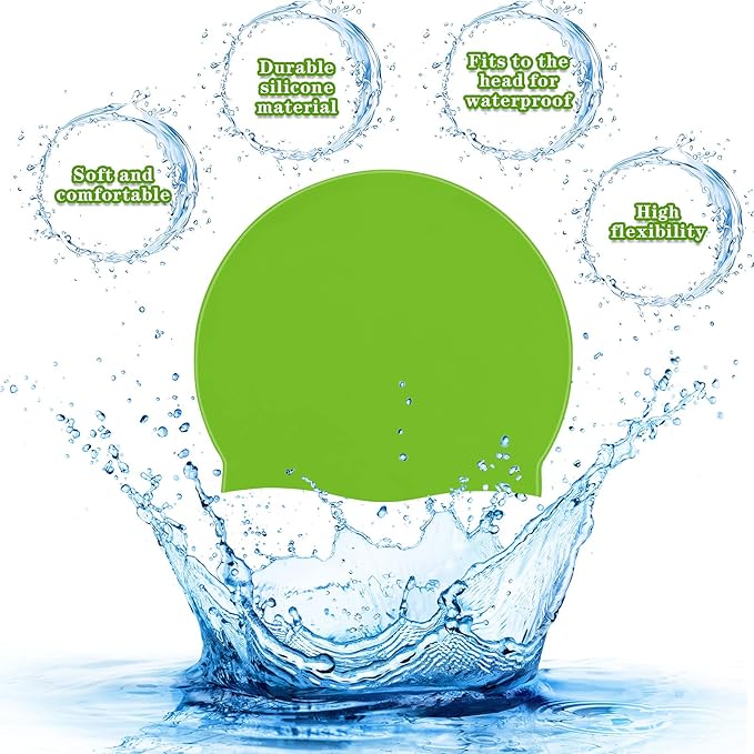 Syhood 6 Pieces Unisex Adult Silicone Swim Cap Waterproof Swimming Hat Non Slip Pool Hat Elastic Silicone Cap for Long and Short Hair