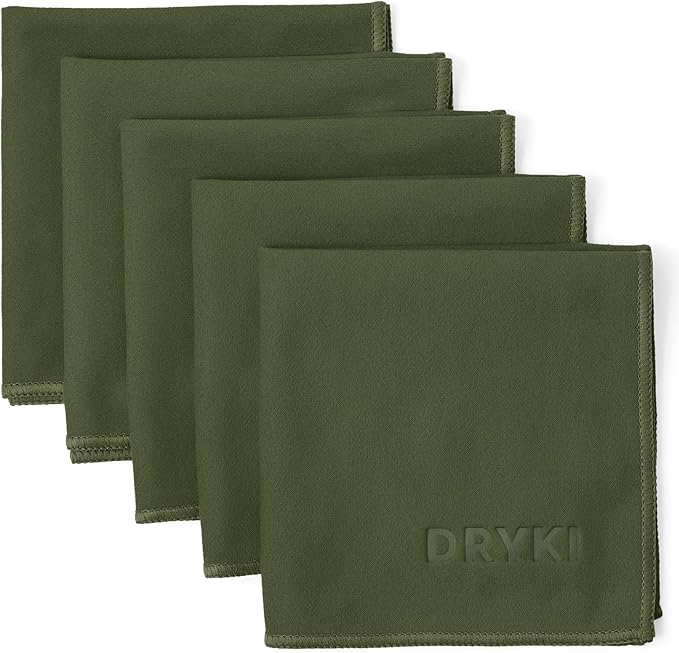 Pocket-Sized Sweat Towels - The Original Sweat Absorbing Handkerchiefs - Quick-Dry Microfiber Sweat Rags for Face, Hands, & Body - Men & Women - Gym, Sports, and Work (Green: 5 Pack)