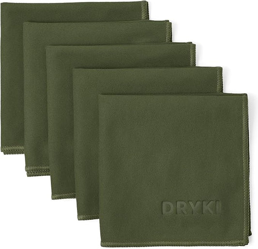 Pocket-Sized Sweat Towels - The Original Sweat Absorbing Handkerchiefs - Quick-Dry Microfiber Sweat Rags for Face, Hands, & Body - Men & Women - Gym, Sports, and Work (Green: 5 Pack)