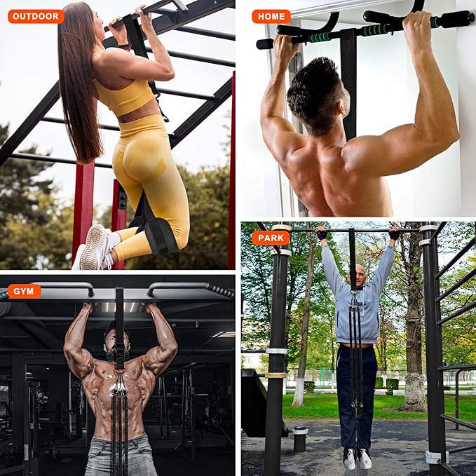 HPYGN Pull Up Assistance Bands, Heavy Duty Resistance Band for Pull Up Bar, Adjustable Weight/Size with Fabric Feet/Knee Rest, Bands for Pull Up Assist for Strength Training, Pull Up Assist Band