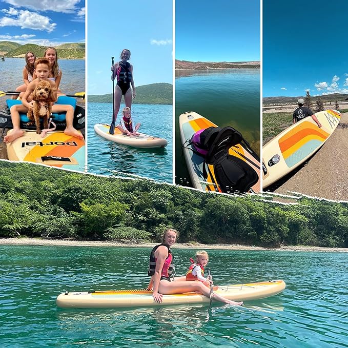 PORTAL SUP Inflatable Paddle Board for Adults 10'6'' Stand Up Paddleboard,Non-Slip Deck Blow up Paddle Boards with Adjustable Paddle, Carry Bag, and Repair Kit