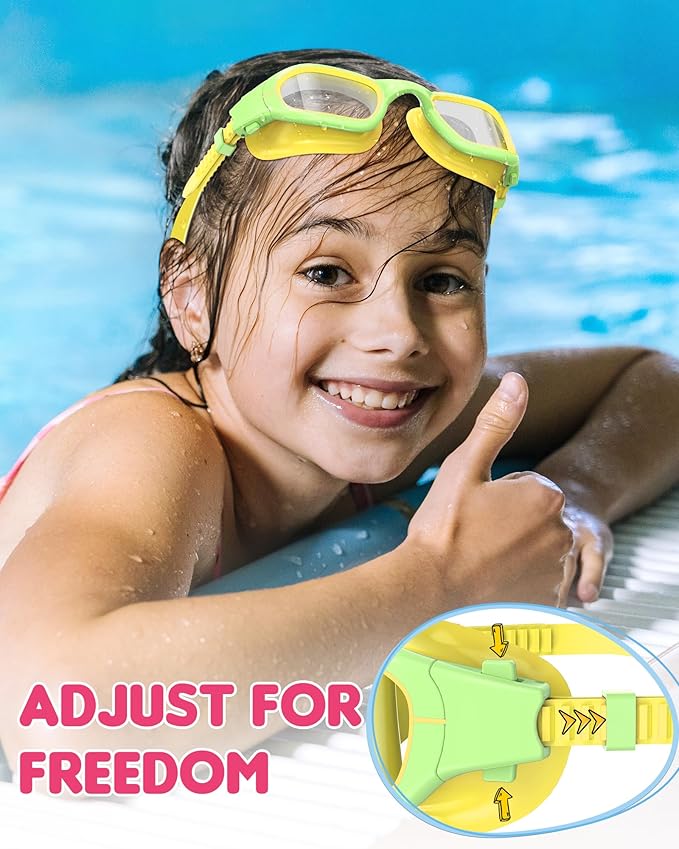 Kids Swim Goggles,Swimming Goggles for Kids 6-14, Anti-Fog UV Protection Pool Glasses for Boys Girls