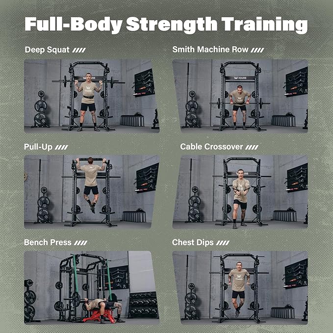 Major Fitness Drone2 Smith△ Machine – All-in-One Home Gym Squat Rack with Weight Bar, Dual LAT Pull-Down Systems & Cable Crossover Machine for Full-Body Workouts