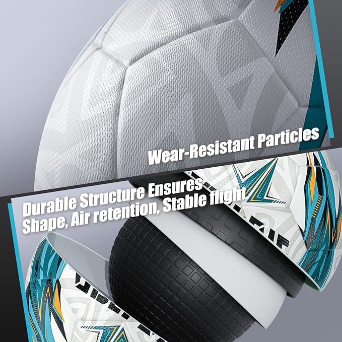 Soccer Ball Size 5 for All Age Recreational or Professional Outdoor Practice, PU Official Size&Weight, Size 5 Soccer Ball for Boys Youth Adults College Team, Ideal Gifts with Pump and Carry Net