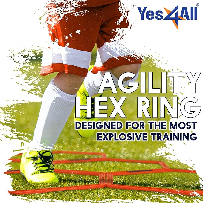 Yes4All Hex Agility Rings/Speed Rings with Carrying Bag – Hexagon Rings, Agility Hurdles for Agility Footwork Training