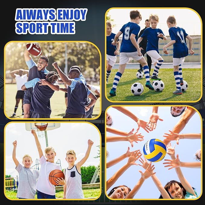 8 Pcs Sports Balls Set Include Basketball Football Soccer Volleyball with 2 Sport Equipment Bags 2 Pumps for Teens Youth Adult Outdoor Operation Christmas Ball Gifts