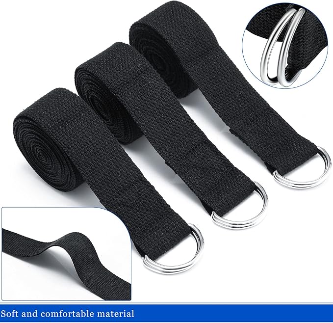6 Pcs Yoga Strap for Stretching 8 Ft Yoga Exercise Adjustable Straps Bands with Safe Adjustable D Ring Buckle for Pilates Gym Workouts Fitness Improves Sitting Posture