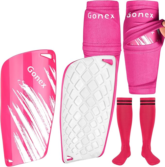 Gonex Soccer Shin Guards for Kids Adult, Youth Boys Girls Shin Guards Slip in Soccer Shin Pad Sleeves Canilleras for Football Games, EVA Cushion Protection Reduce Shocks & Injuries