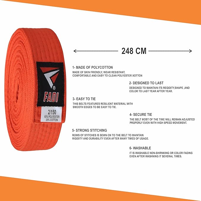 Martial Arts Belt for Karate, Judo, Aikido and Taekwondo - Durable Cotton-Polyester Blend for Adults and Kids