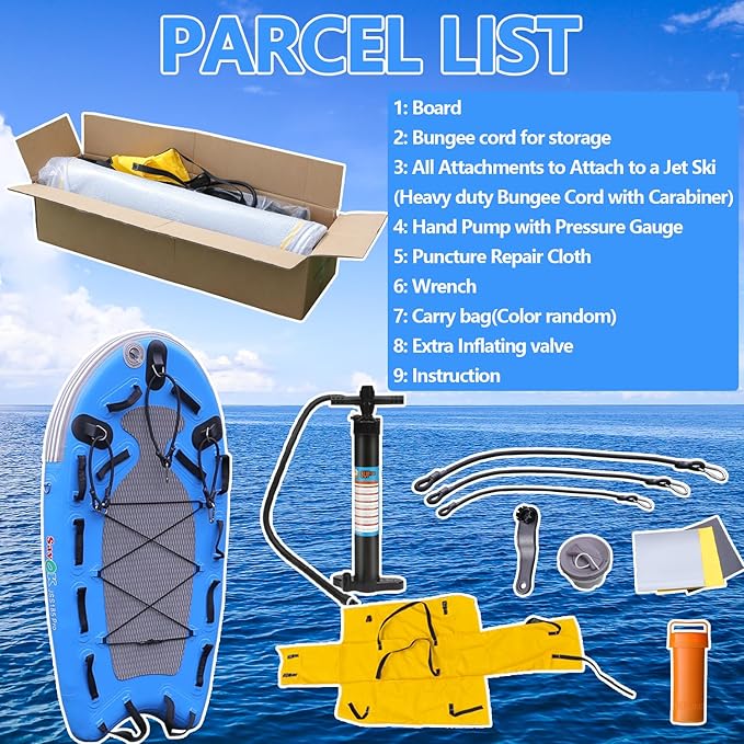 SAYOK Large Inflatable Sled Water Floating Mat Jet Ski Sled Board for Professional Emergency Rescue, Big Wave Surfing