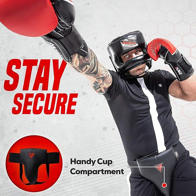 RDX Groin Protector for Boxing, Muay Thai, Kickboxing and MMA Training, Maya Hide Leather Abdo Gear for Martial Arts , SATRA Approved Abdominal Guard for Karate and Taekwondo