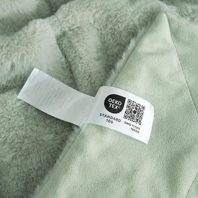 Cozy Bliss Faux Fur Throw Blanket for Couch, Cozy Soft Plush Thick Winter Blanket for Sofa Bedroom Living Room, 60 * 80 Inches Green