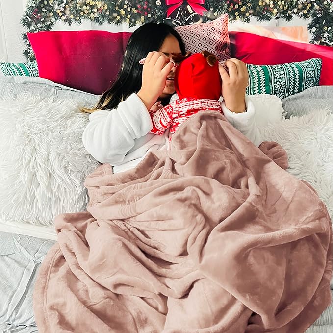 Bedsure Fleece Blankets King Size Dusty Pink - Bed Blanket Soft Lightweight Plush Cozy Fuzzy Luxury Microfiber, 108x90 inches