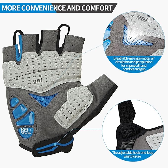 Souke Sports Mens Cycling Gloves with Gel Pads Half Finger Bike Gloves Lightweight Anti-Slip Shock-Absorbing for MTB Road Biking