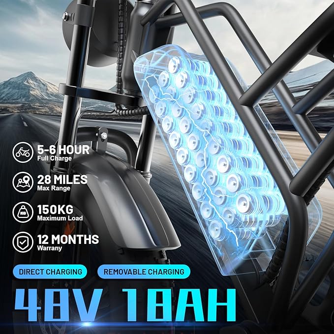 E500 Electric Bike for Adults 1000W Peak Motor, 20" Fat Tire Dirt E-Bike with 35MPH, 40 Miles PAS Range, Electric Bicycles with 48V Removable Battery, 7-Speed E Bike for Mountain Beach Sand Road Snow