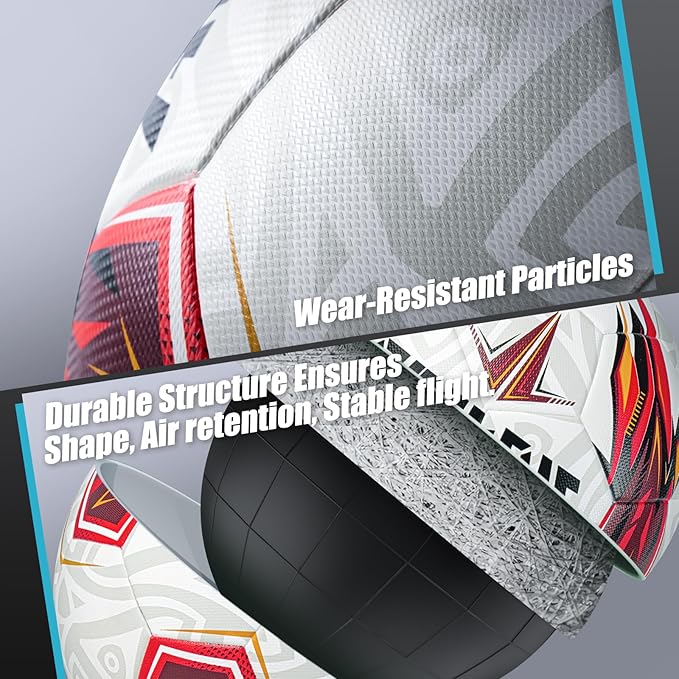 Soccer Ball Size 5 for All Age Recreational or Professional Outdoor Practice, PU Official Size&Weight, Size 5 Soccer Ball for Boys Youth Adults College Team, Ideal Gifts with Pump and Carry Net