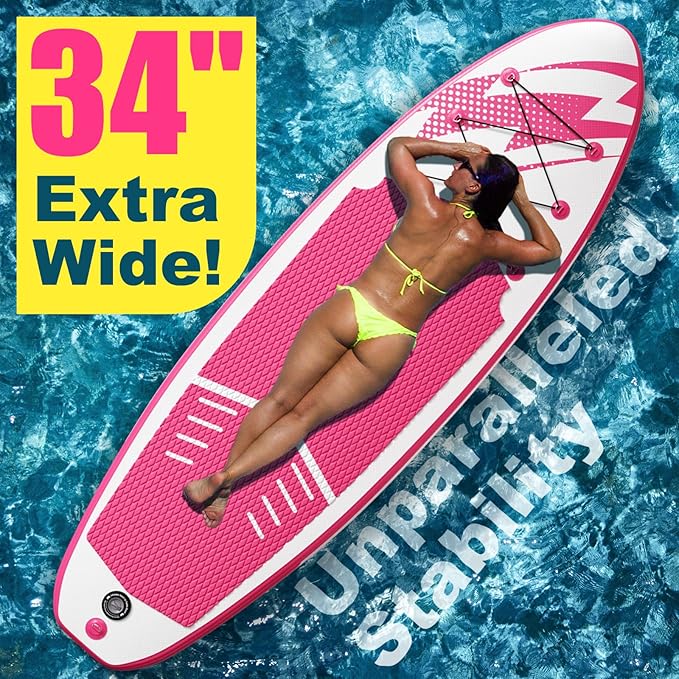 Inflatable Stand Up Paddle Board (6'' Thick) - Premium SUP Board with Durable SUP Accessories & Non-Slip Deck | Includes Paddle Pump & Backpack | for Adults/Youth