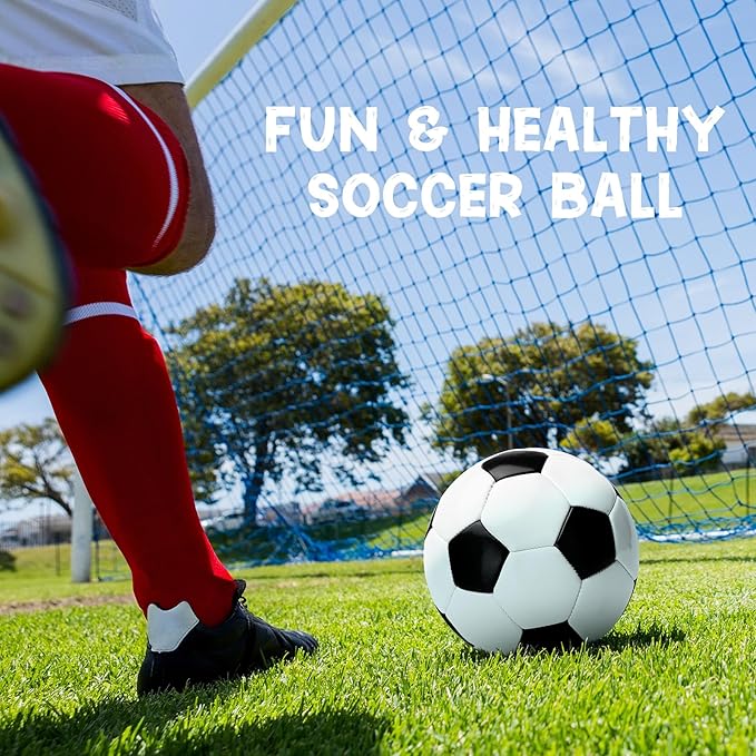 Soccer Ball Size 3/4/5 with Pump & Bag - Pack of 1, 2 or 3 - Official Size & Weight - Classic Black & White - Indoor Outdoor Use - Durable & Long-Lasting - Ideal Gift for Toddler, Kids, Youth & Adults