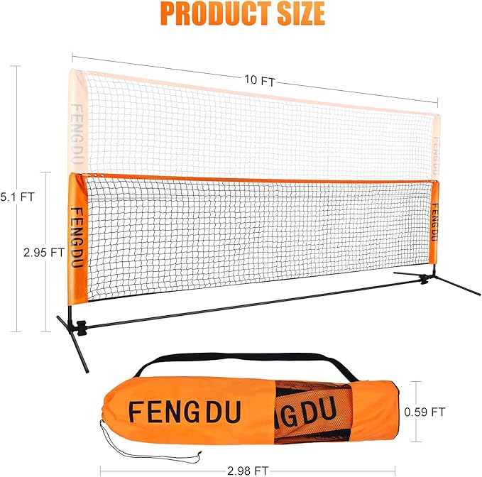 Portable Badminton Net Set, Adjustable Height Tennis Net, Kids Volleyball,Soccer Net Easy Setup Nylon Sports Net with Poles for Backyard, Indoor, Outdoor, Beach