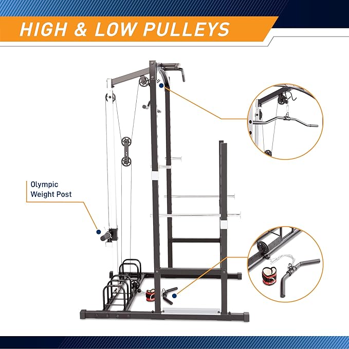 Marcy Strength Training Home Gym Cage with Pulley System for Weightlifting, Bodybuilding, Full Body Workout Equipment for Home Exercise
