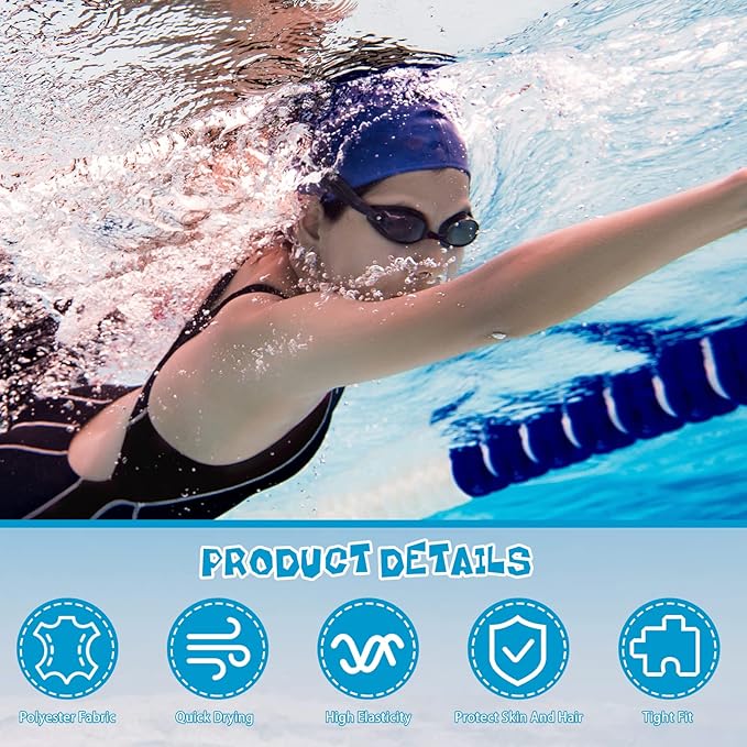 Bonuci 24 Pieces Cloth Elastic Swim Cap Bulk Comfortable Fabric Swimming Hat Elasticity Swimming Pool Cap Lightweight Bathing Caps for Women Men Kids Unisex, Not Waterproof