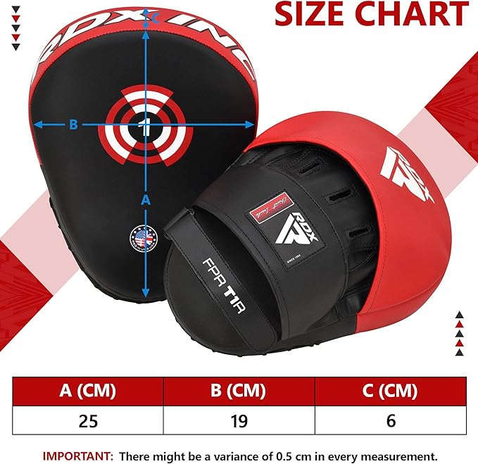 RDX Boxing Pads Focus Mitts, Maya Hide Leather Curved Hook and Jab Target Hand Pads, Great for MMA, Kickboxing, Martial Arts, Muay Thai, Karate Training, Padded Punching, Coaching Strike Shield