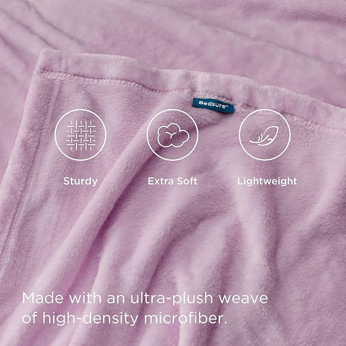 Bedsure Twin XL Fleece Blanket Dorm Bedding - Lightweight Soft Cozy Blankets for Bed, Sofa, Couch, Travel, Camping, Lilac, 66"x90"