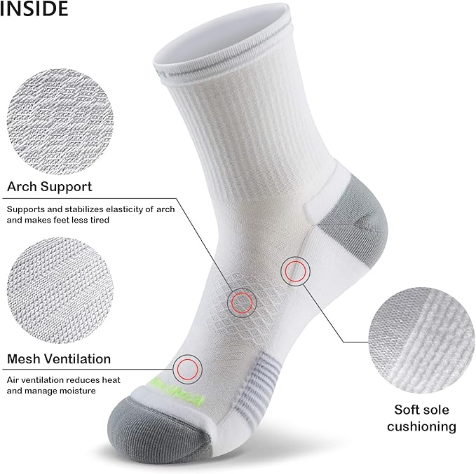 MONFOOT Men's/Women's 3-10 Pairs Silky Dry Athletic Cushion Ankle Socks, Multipack