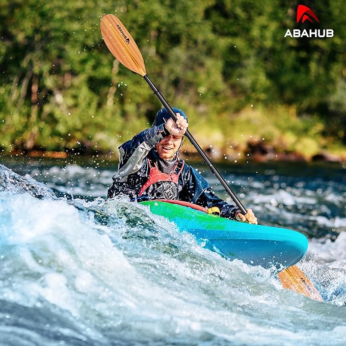 Abahub Kayak Paddle, 90.5 Inches Kayaking Oars for Boating, Canoeing with Free Paddle Leash, Aluminum Alloy Shaft Black/Blue/Green/Orange/Yellow Plastic Blades