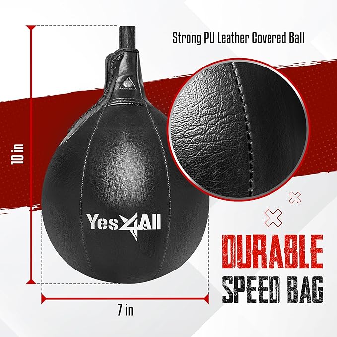 Yes4All 24 inches Adjustable Speed Bag Platform with Upgraded Speed Balls, Wall Mount Punching Bag Boxing Training Full Kit