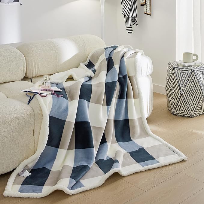 PU MEI 50"x60" Sherpa Fleece Blanket - Soft, Cozy, Thick and Warm for Couch, Sofa or Bed