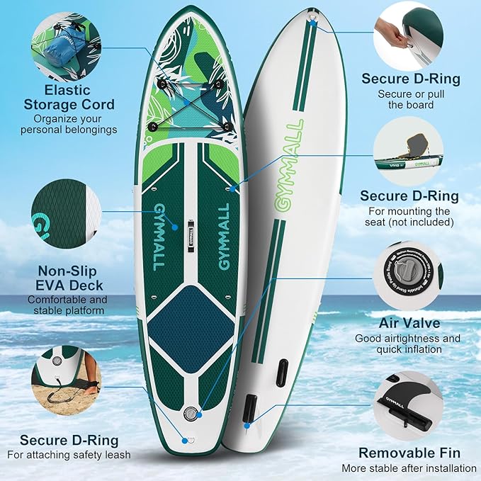 Paddle Board, Inflatable Stand Up SUP Paddle Boards for Adults & Youths of All Skill Levels, Wide & Non-Slip Deck Design Blow Up Paddleboards with Premium Accessories & Storage Bag