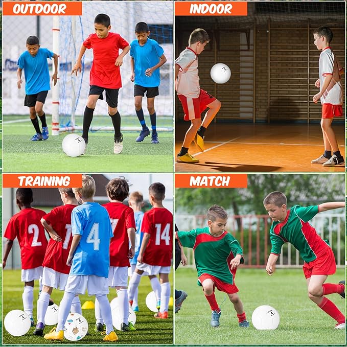 6 Pcs Operation Christmas Soccer Ball Bulk with Pump Needles, Size 3 4 5 Deflated Soccer Ball Gift for Youth Adult Game Training Practice Christian Charity Donation Supplies