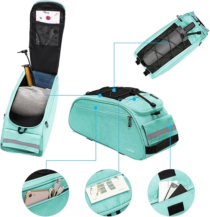 MOSISO Bike Rack Bag, Waterproof Bicycle Trunk Pannier Rear Seat Pouch Cycling Bike Carrier Backseat Storage Luggage Saddle Shoulder Bag