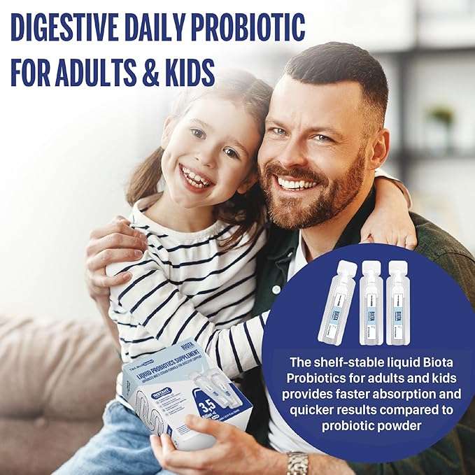 Biota Probiotic Drinks for Digestive Health & Immune Support,Fast Acting Support Stomach Constipation, Digestive Daily Probiotic for Adults, Kids, Gluten, Sugar Free & Non-GMO, 60 Servings