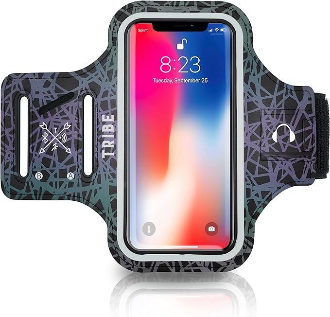 TRIBE Water Resistant Cell Phone Armband Case Running Holder for iPhone Pro Max Plus Mini SE (13/12/11/X/XS/XR/8/7/6/5) Galaxy S Ultra Plus Edge Note (21/20/10/9/8/7/6/5) Adjustable Strap & Key Pocket