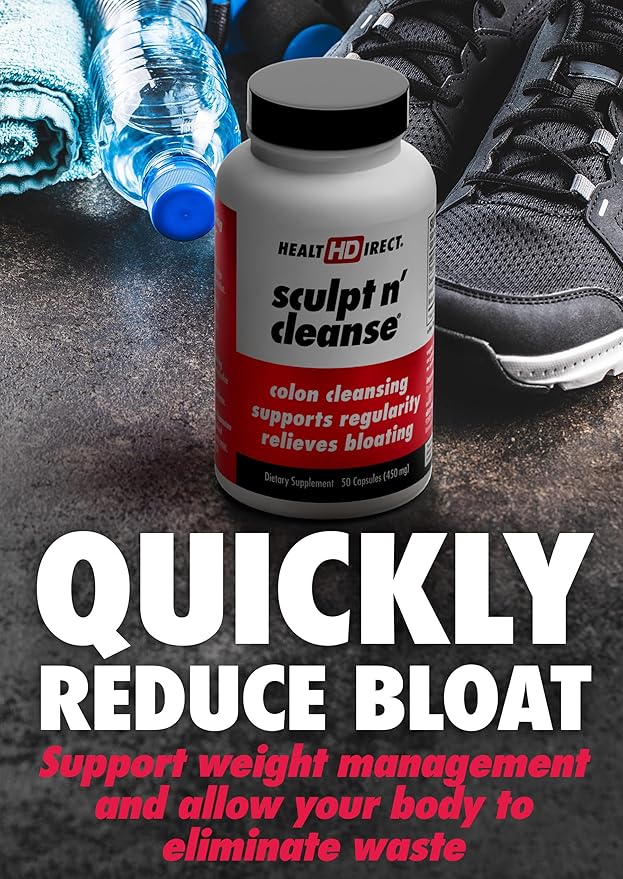 HEALTH DIRECT Sculpt n' Cleanse - Herbal Colon Cleanse for Digestive Health & Regularity - Natural Detox & Gut Flush Supplement - 50 Veggie Capsules