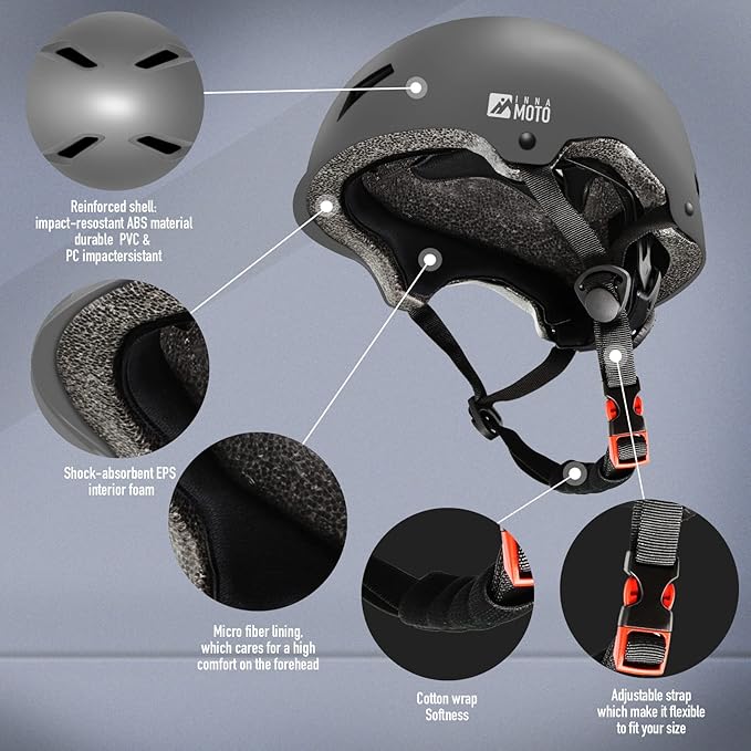 Skateboard Helmet for Adults - Adjustable Certified Safety Adults Helmet for Skateboarding Bike Bicycle Scooter Cycling Skate Skating Multisport Helmets for Women Men Boys Girls Kids Youth