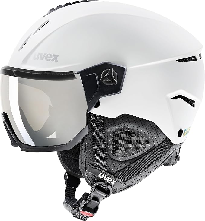 uvex Instinct Visor - Adjustable ski & Snowboard Helmet with Integrated Visor for Women & Men - White-Black Matte - Large
