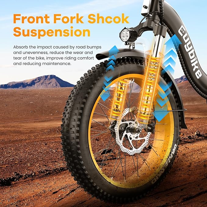 Folding Electric Bike for Adults with Peak 1000W Motor, 48V 20AH Battery up to 30MPH 80 Miles, 20" Fat Tire All Terrain Ebike, Front Suspension 7-Speed Commuter E Bike, Step-Thru, UL Certified